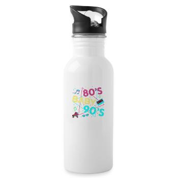 Vintage 90s Technology Old Gadgets TShirt - Water bottle with straw - white - Right