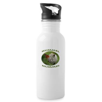 Hummel Schmetterling Distel Insekten auf Blüte - Trinkflasche mit integriertem Trinkhalm - Weiß - Rechts