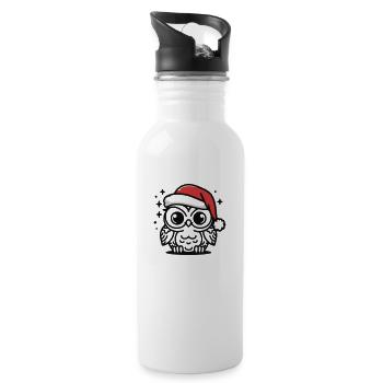 Süße Eule weihnachtlich - Trinkflasche mit integriertem Trinkhalm - Weiß - Rechts