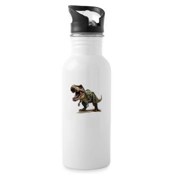 Die Saurier-Art Tyrannosaurus Rex - Trinkflasche mit integriertem Trinkhalm - Weiß - Rechts