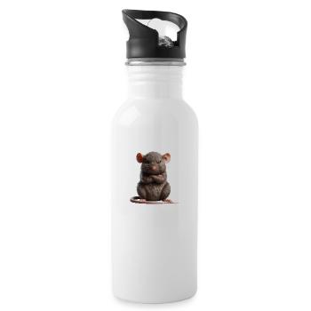 Ratte grimmig 1 - Trinkflasche mit integriertem Trinkhalm - Weiß - Rechts