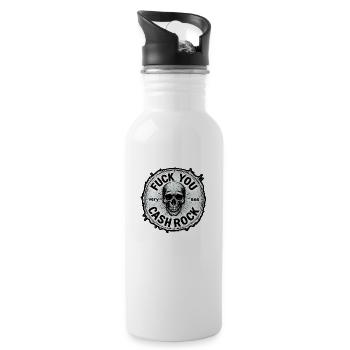 Cashrock 666 Fuck You - Trinkflasche mit integriertem Trinkhalm - Weiß - Rechts