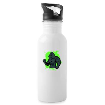 gorilla stark tier - Trinkflasche mit integriertem Trinkhalm - Weiß - Rechts