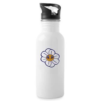Marguerite Sad Face Crying Spring Summer - Water bottle with straw - white - Right