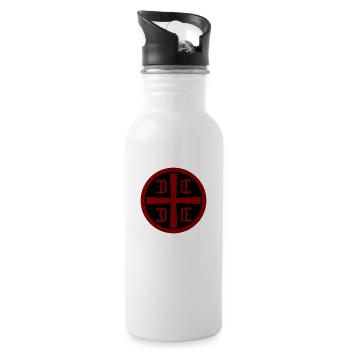 Serbian Cross - Water bottle with straw - white - Right