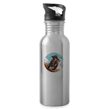 Experience the motocross rush up close - Water bottle with straw - silver - Right