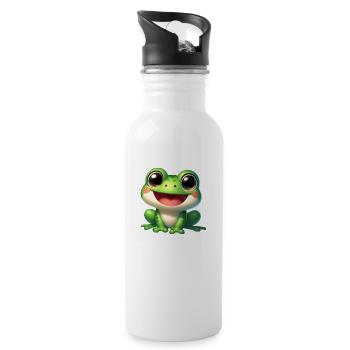 Frog / Frosch - Trinkflasche mit integriertem Trinkhalm - Weiß - Rechts