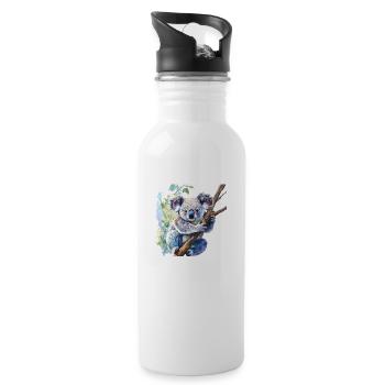 Der Koalabär sieht putzig aus - Trinkflasche mit integriertem Trinkhalm - Weiß - Rechts