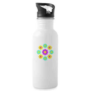 Beaucoup de fleurs colorées belle conception de motif décoratif - Gourde avec paille intégrée - blanc - Droite