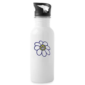 Marguerite Spring Summer Cute Funny Face - Water bottle with straw - white - Right