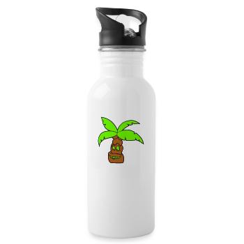 Lustige Palme Gesicht Insel Urlaub Glücklich Comic - Trinkflasche mit integriertem Trinkhalm - Weiß - Rechts