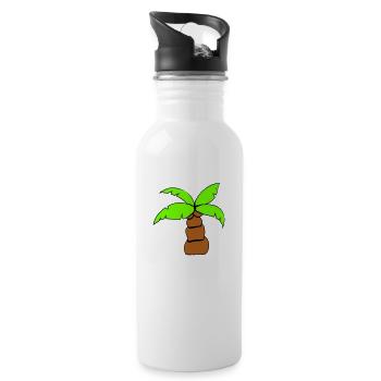 Palm Tree Island Tree Beach Holiday Coconut Sea Cool - Water bottle with straw - white - Right