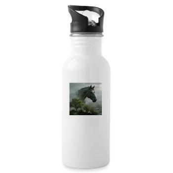 Pferd Star - Trinkflasche mit integriertem Trinkhalm - Weiß - Rechts