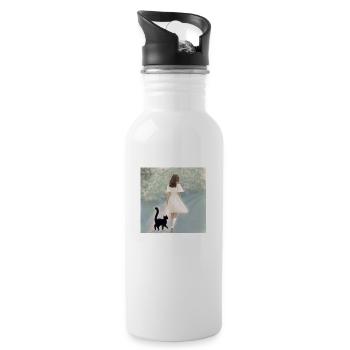 Auf dem Weg zu Träumen - Trinkflasche mit integriertem Trinkhalm - Weiß - Rechts