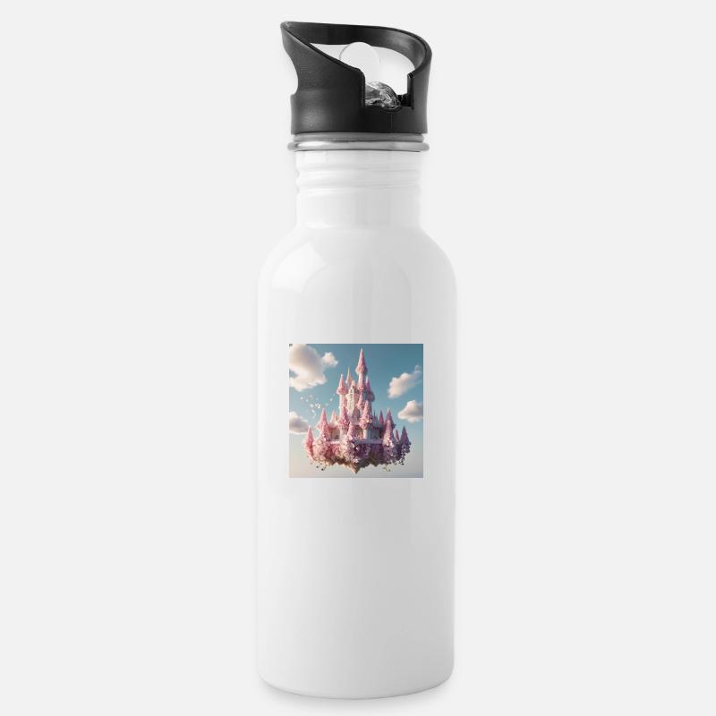 Schloss - Trinkflasche mit integriertem Trinkhalm - Weiß