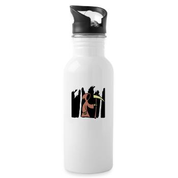 Dead Grim Reaper Scythe Death Cowl Cartoon Funny Cool - Water bottle with straw - white - Right