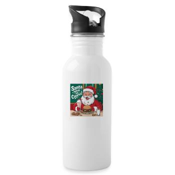 Santa’s Cheat Day - Funny Christmas Design - Gourde avec paille intégrée - blanc - Droite
