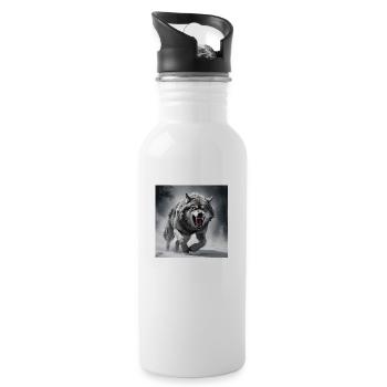 Wolf Tier Vektor Natur Illustration Design Wild - Trinkflasche mit integriertem Trinkhalm - Weiß - Rechts