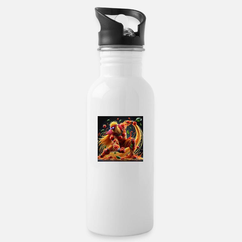 Pastahero - Trinkflasche mit integriertem Trinkhalm - Weiß