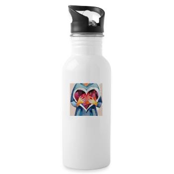 With all my heart - Water bottle with straw - white - Right