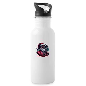 Mafia Weihnachtsmann, Keine Geschenke - Trinkflasche mit integriertem Trinkhalm - Weiß - Rechts