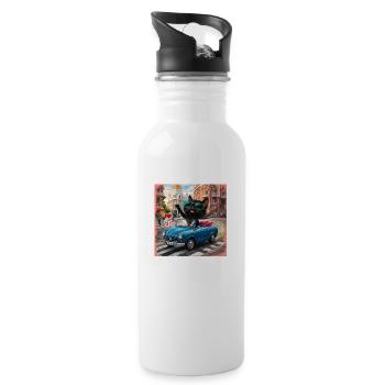 Cat on tour - Ich liebe Spanien! -Madrid - Trinkflasche mit integriertem Trinkhalm - Weiß - Rechts