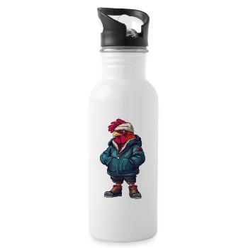 Rooster Fashion Winter - Water bottle with straw - white - Right