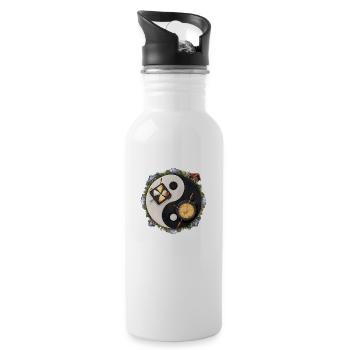 Yin Yang alpin - Trinkflasche mit integriertem Trinkhalm - Weiß - Rechts