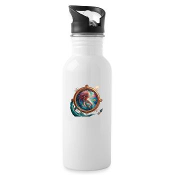 Poisson signe astrologique - Gourde avec paille intégrée - blanc - Droite