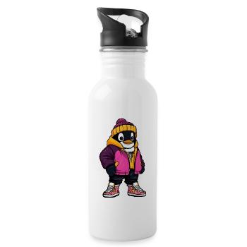 Penguin Fashion Winter - Water bottle with straw - white - Right