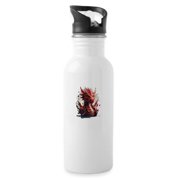 Drache - Trinkflasche mit integriertem Trinkhalm - Weiß - Rechts