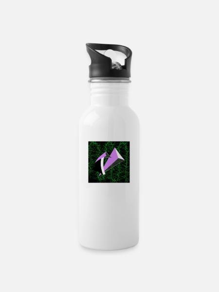Violet fantasy figure on green background - Water bottle with straw - white