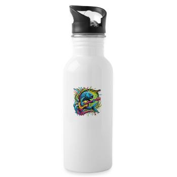 Singender Fisch mit Gitarre - Trinkflasche mit integriertem Trinkhalm - Weiß - Rechts