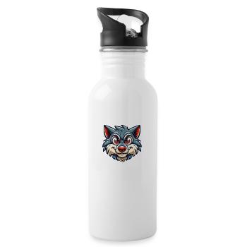 Wolf Comic - Water bottle with straw - white - Right