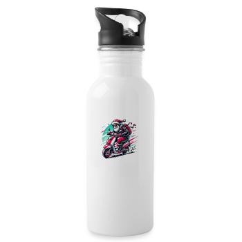 Cool Santa Claus on Scooter - Water bottle with straw - white - Right