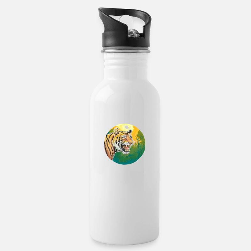 Tiger - Trinkflasche mit integriertem Trinkhalm - Weiß