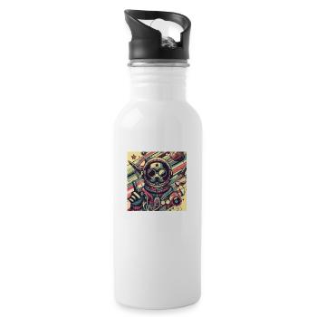 Retro Space Traveler - Water bottle with straw - white - Right