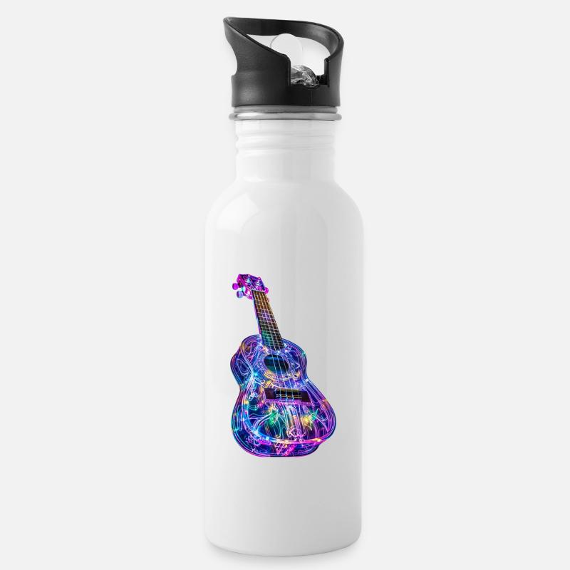Ukulele - Trinkflasche mit integriertem Trinkhalm - Weiß