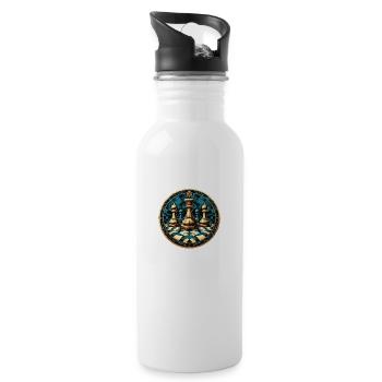 Schach Kreis Brett - Trinkflasche mit integriertem Trinkhalm - Weiß - Rechts