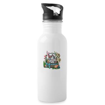 Easter bunny in a basket - Water bottle with straw - white - Right
