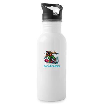 Snowboarder - Trinkflasche mit integriertem Trinkhalm - Weiß - Rechts