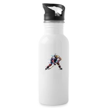 Hockey Player Sport Game Champion Competition - Water bottle with straw - white - Right
