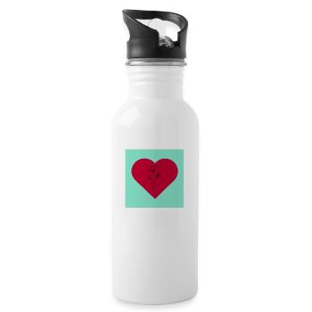 Blumenherz - Trinkflasche mit integriertem Trinkhalm - Weiß - Rechts