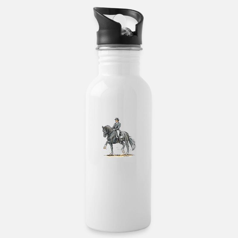 Totilas at a strong trot - Water bottle with straw - white