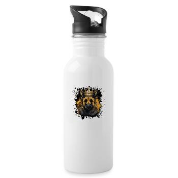 Dog Animal Comic - Water bottle with straw - white - Right