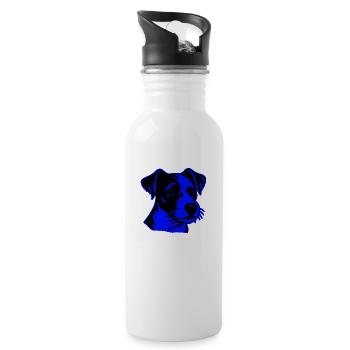 Jack Russel Terrier Hund Porträt - Trinkflasche mit integriertem Trinkhalm - Weiß - Rechts