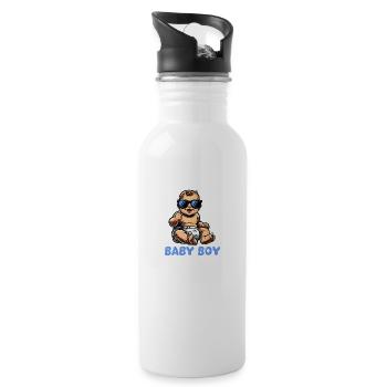 baby boy - Water bottle with straw - white - Right