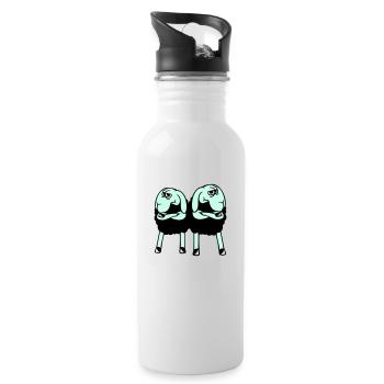 2 Sheep Crossed Arms Offended Friends Team - Water bottle with straw - white - Right