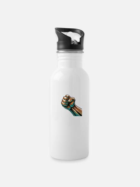 Faust - Trinkflasche mit integriertem Trinkhalm - Weiß