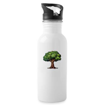 Baum - Trinkflasche mit integriertem Trinkhalm - Weiß - Rechts